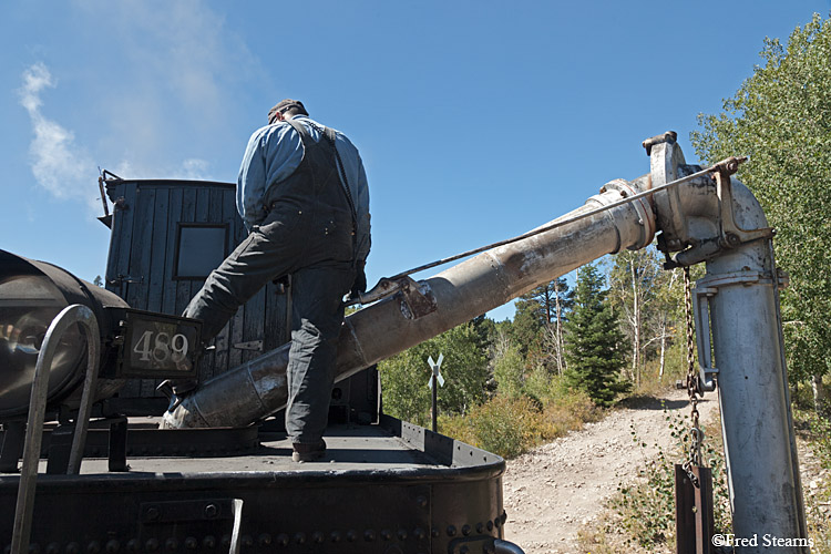 Cumbres and Toltec Scenic Railroad Steam Engine 489 Watering at Sublette Station